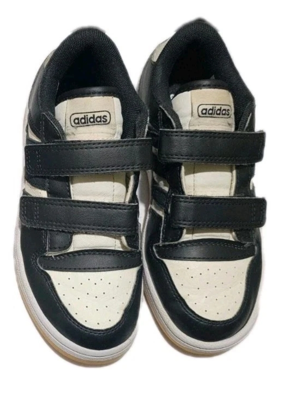 adidas Kids Break Start Black and White Velcro Low-Top Sneakers
